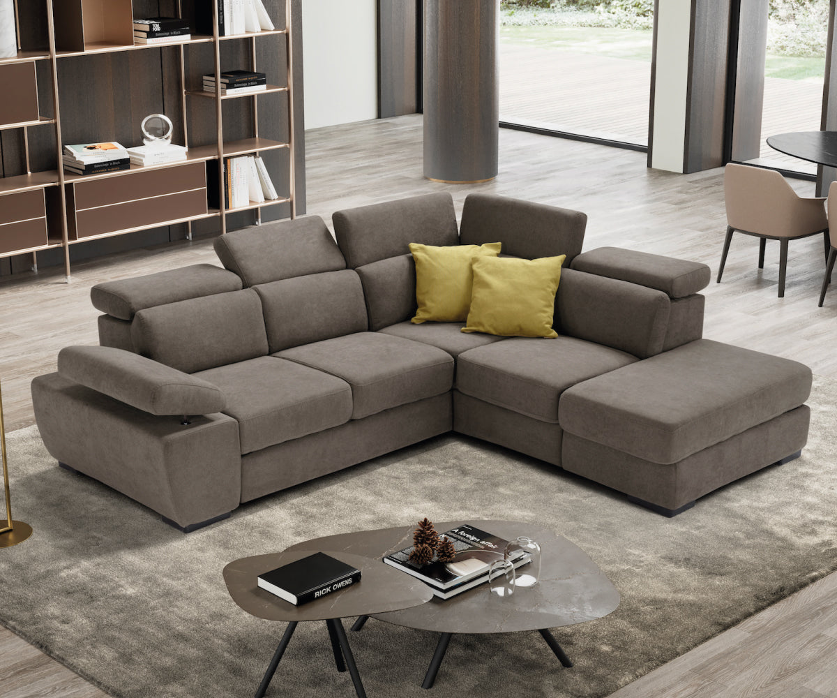 FABIOLA divano angolare - pouf contenitore e apertura letto KOMODO