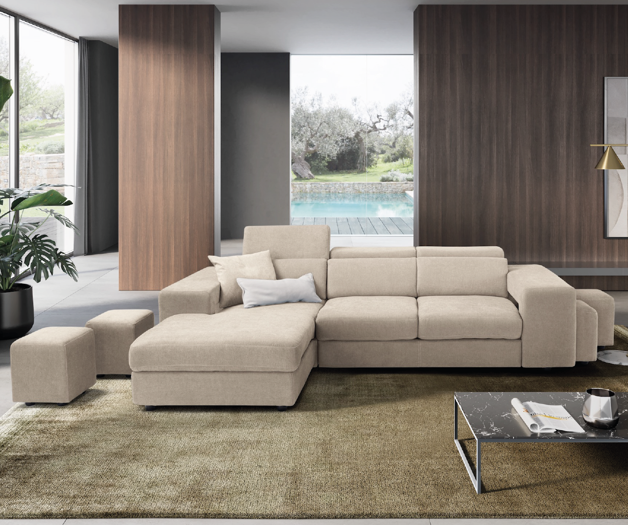 TALENTO divano chaise longue - apertura letto KOMODO