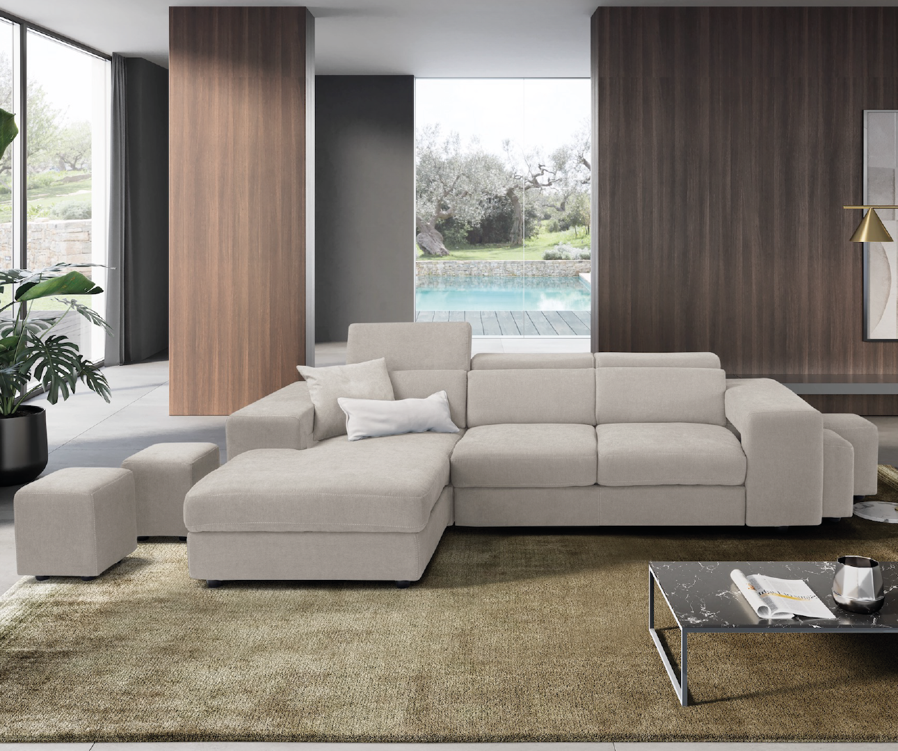 TALENTO divano chaise longue - apertura letto KOMODO