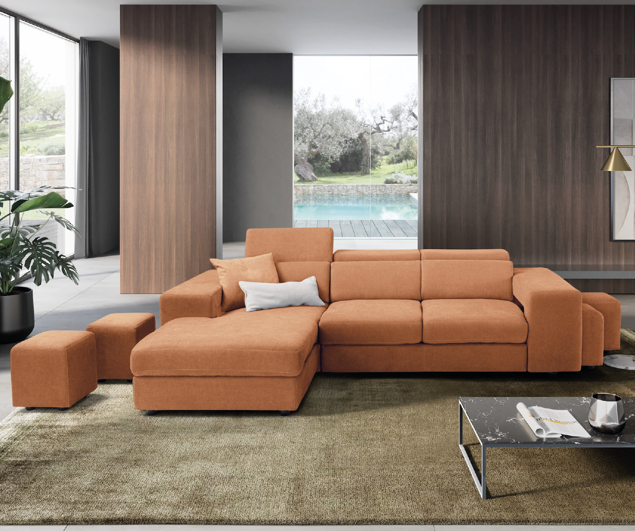 TALENTO divano chaise longue - apertura letto KOMODO