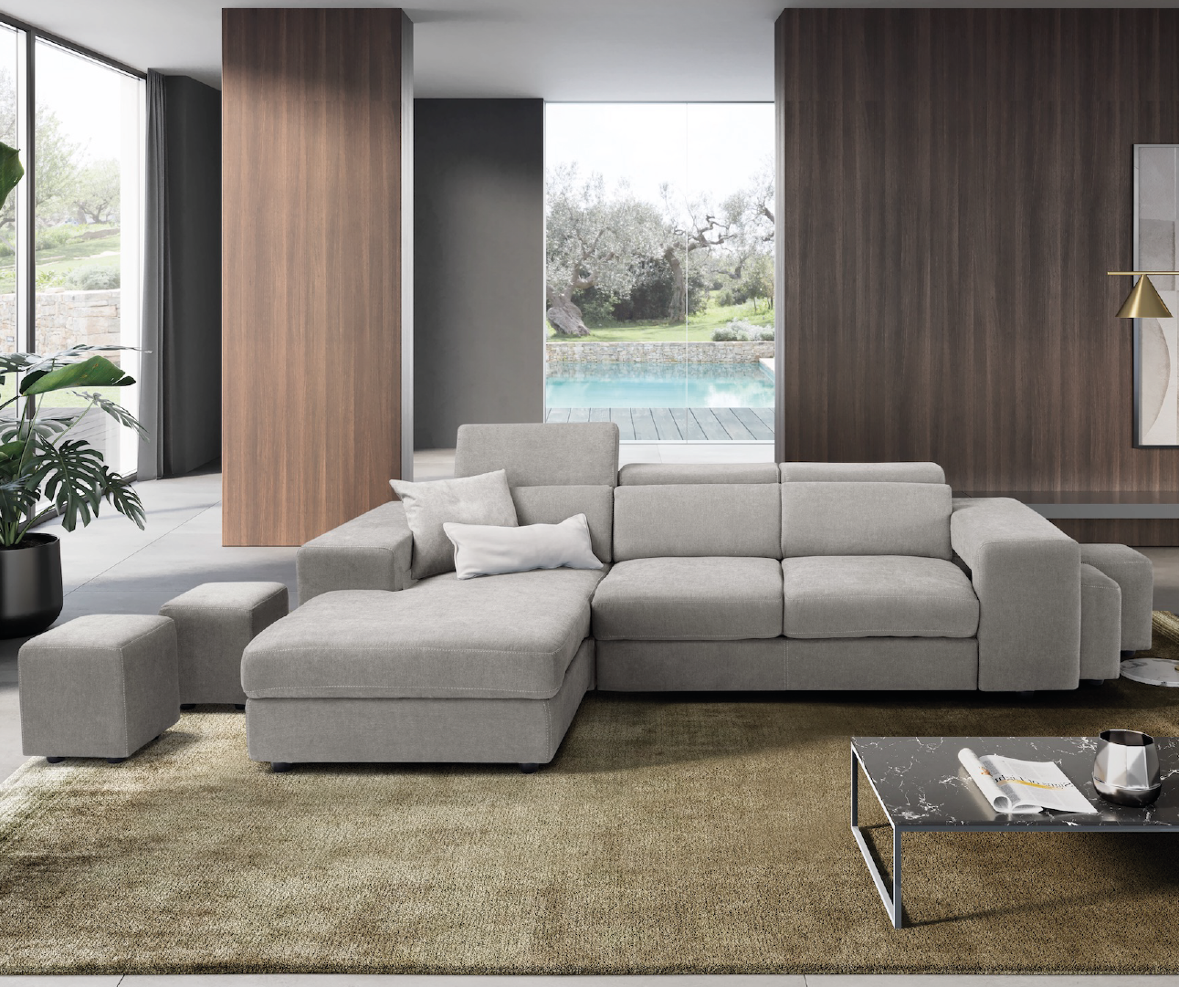 TALENTO divano chaise longue - apertura letto KOMODO