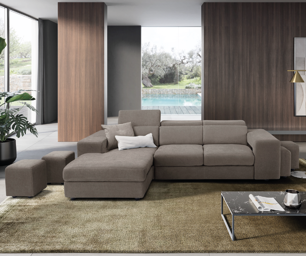 TALENTO divano chaise longue - apertura letto KOMODO