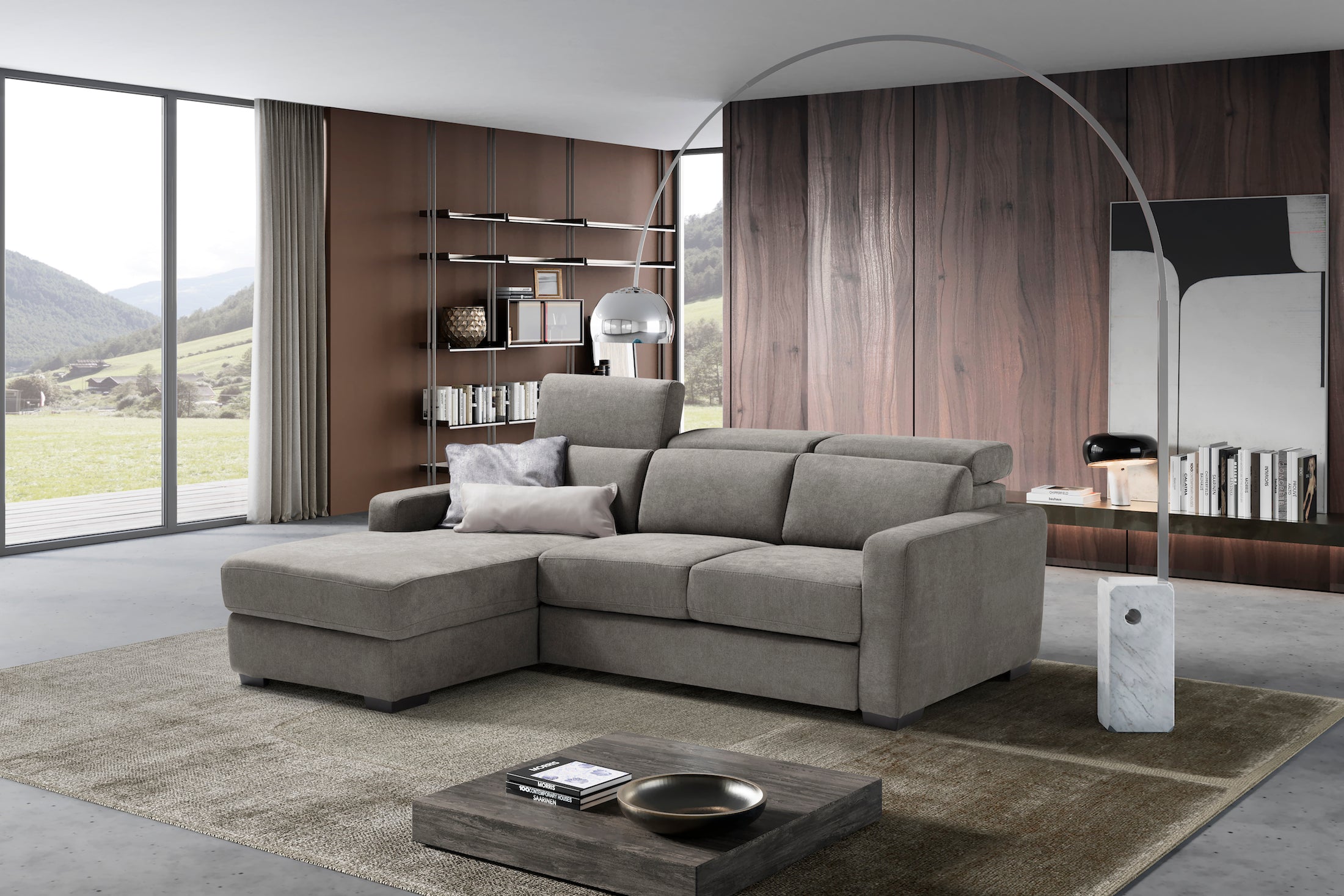 MORGANA divano chaise longue, 3 posti max - apertura letto KOMODO