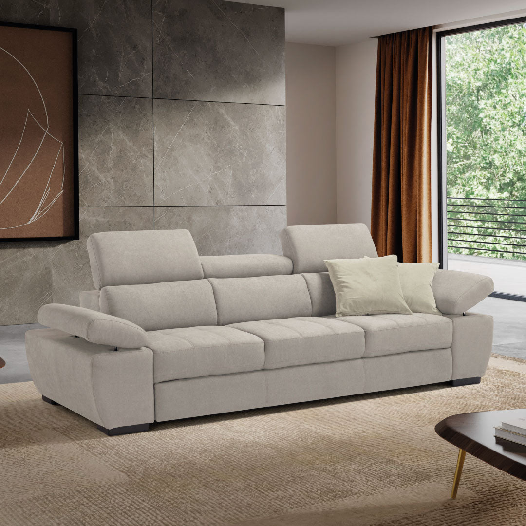 Stella Trading Divano Letto MILA Con Cassettiera - Effetto Rovere Artigianale/grigio Stone - 208x93x105 Cm